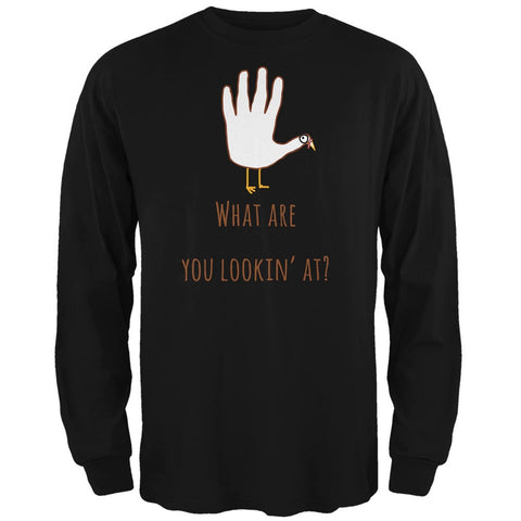 Thanksgiving Turkey What Are You Looking At?  Black Adult Long Sleeve T-Shirt