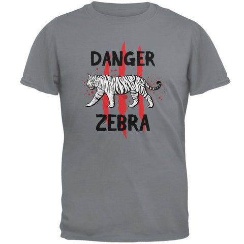 Danger Zebra White Siberian Tiger Gravel Grey Adult T-Shirt