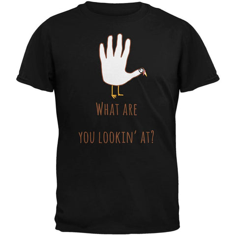 Thanksgiving Turkey What Are You Looking At?  Black Adult T-Shirt
