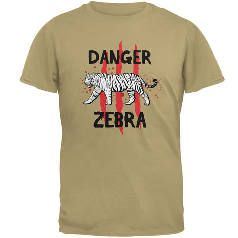 Danger Zebra White Siberian Tiger Tan Adult T-Shirt