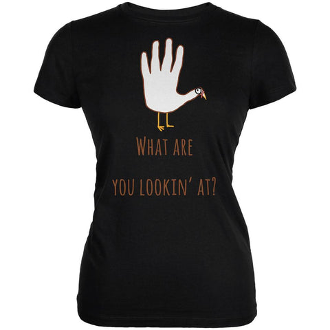 Thanksgiving Turkey What Are You Looking At?  Black Juniors Soft T-Shirt