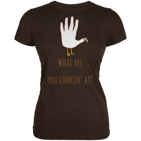 Thanksgiving Turkey What Are You Looking At?  Brown Juniors Soft T-Shirt