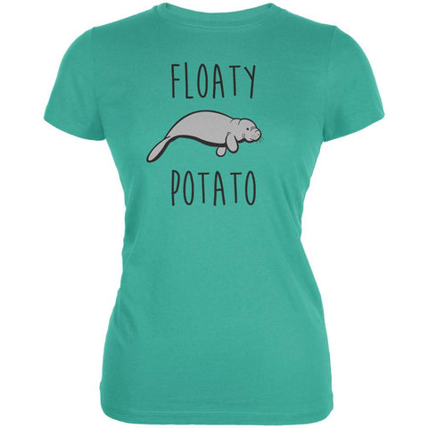 Floaty Potato Manatee Teal Juniors Soft T-Shirt
