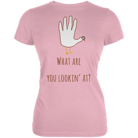 Thanksgiving Turkey What Are You Looking At?  Pink Juniors Soft T-Shirt