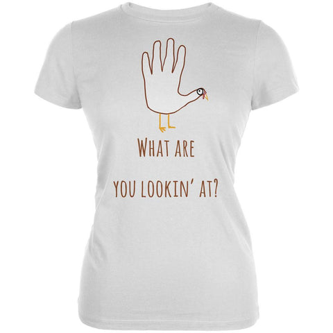 Thanksgiving Turkey What Are You Looking At?  White Juniors Soft T-Shirt
