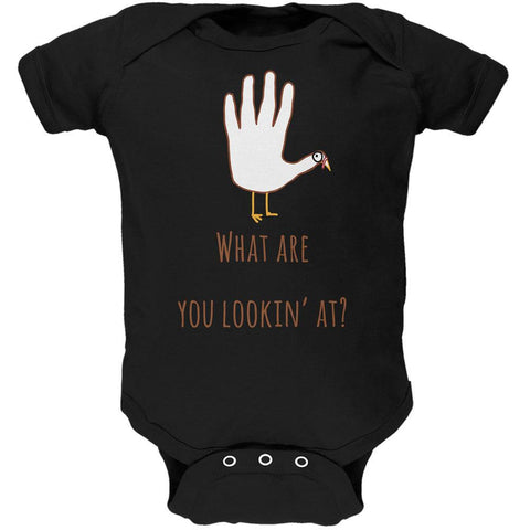 Thanksgiving Turkey What Are You Looking At?  Black Soft Baby One Piece