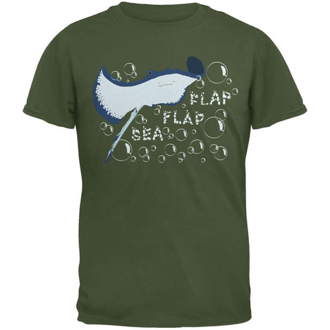 Sea Flap Flap Stingray Military Green Adult T-Shirt