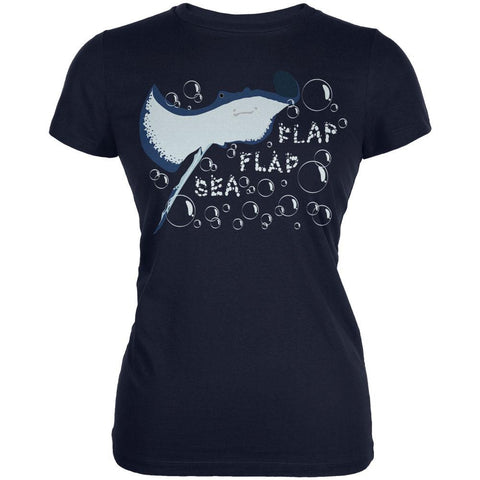 Sea Flap Flap Stingray Navy Juniors Soft T-Shirt