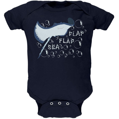 Sea Flap Flap Stingray Navy Soft Baby One Piece