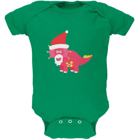 Christmas Dinosaur Triceratops Apple Green Soft Baby One Piece