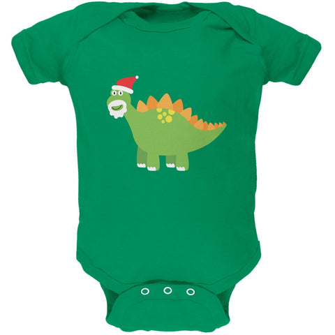 Christmas Dinosaur Stegosaurus Apple Green Soft Baby One Piece