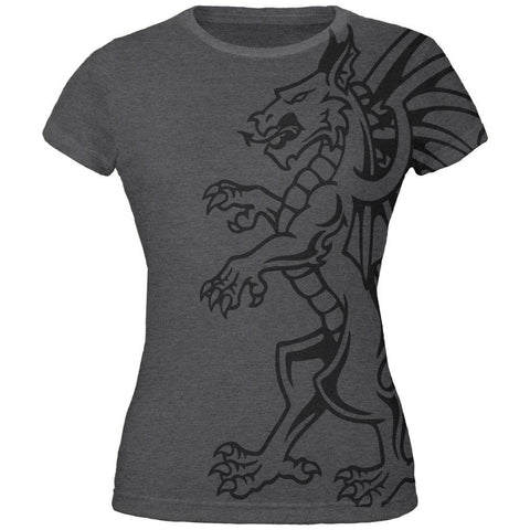 Gargoyle Outline All Over Dark Heather Juniors Soft T-Shirt