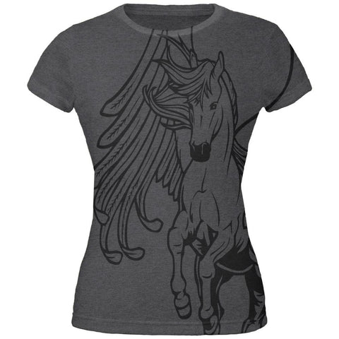 Pegasus Outline All Over Dark Heather Juniors Soft T-Shirt