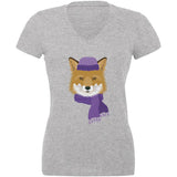 Winter Fox Black Juniors V-Neck T-Shirt