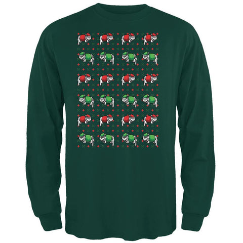 8 Bit Xmas Cat Ugly Sweater Forest Adult Long Sleeve T-Shirt