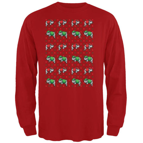 8 Bit Xmas Cat Ugly Sweater Red Adult Long Sleeve T-Shirt