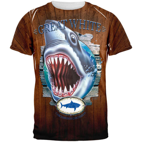 Great White Trophy All Over Adult T-Shirt