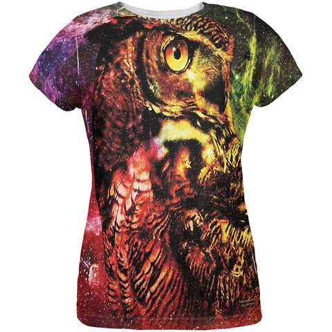 Galaxy Zen Wisdom Owl All Over Womens T-Shirt
