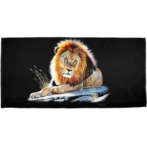 Lion On A Rock All Over Bath Towel