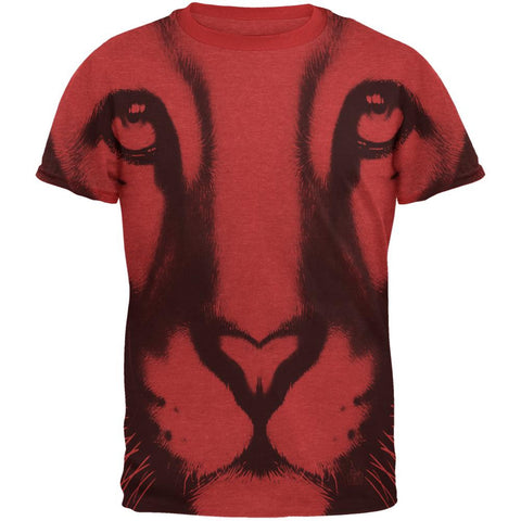 Mountain Lion Cougar Ghost Face Heather Red Men's Ringer T-Shirt