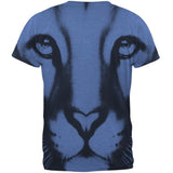 Mountain Lion Cougar Ghost Face Heather Royal Adult T-Shirt