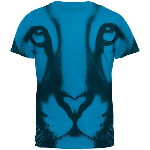 Mountain Lion Cougar Ghost Face Sapphire Adult T-Shirt