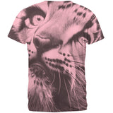 Snow Leopard Cub Ghost Close Up Pink Adult T-Shirt
