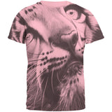 Snow Leopard Cub Ghost Close Up Pink Adult T-Shirt
