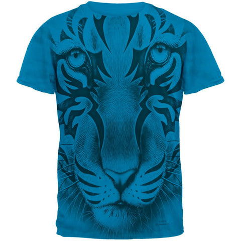 Tribal Tiger Ghost Sapphire Adult T-Shirt