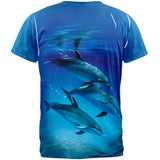 Three Dolphins All Over Adult T-Shirt