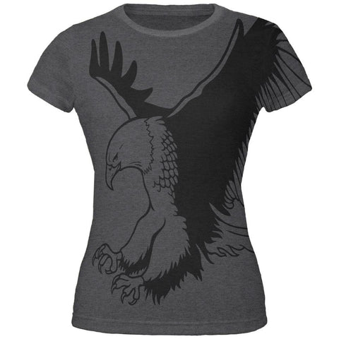 Bald Eagle All Over Dark Heather Juniors Soft T-Shirt