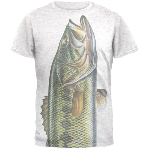 Big Bass All Over Heather White Adult T-Shirt