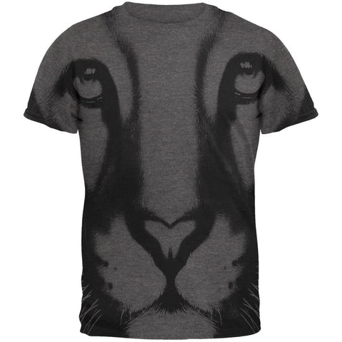 Mountain Lion Cougar Ghost Face All Over Dark Heather Adult T-Shirt