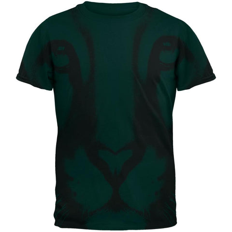 Mountain Lion Cougar Ghost Face All Over Forest Green Adult T-Shirt