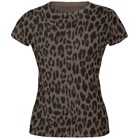 Cheetah Pattern All Over Dark Heather Juniors Soft T-Shirt