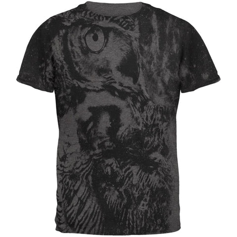 Zen Wisdom Owl Ghost All Over Dark Heather Adult T-Shirt
