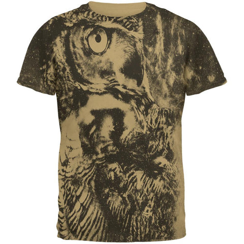 Zen Wisdom Owl Ghost All Over Tan Adult T-Shirt