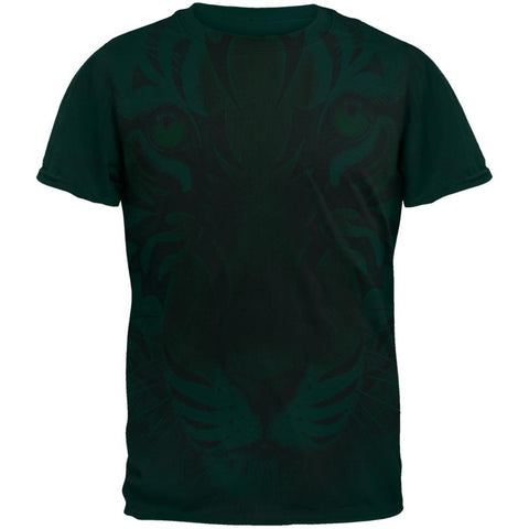 Tribal Tiger All Over Forest Green Adult T-Shirt