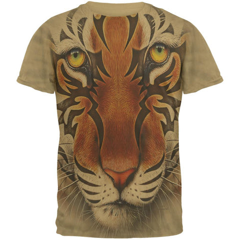 Tribal Tiger All Over Tan Adult T-Shirt