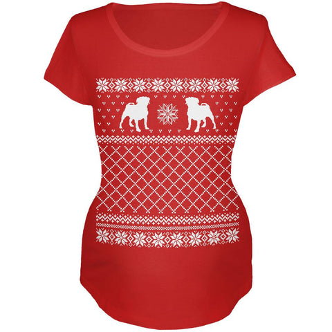 Pug Ugly Christmas Sweater Red Maternity Soft T-Shirt