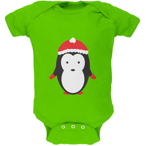 Christmas Cute Penguin Apple Green Soft Baby One Piece