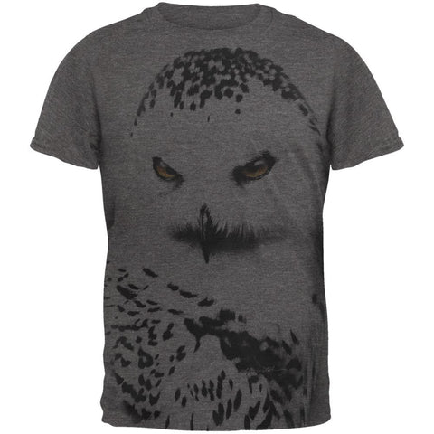 Snowy Owl Ghost All Over Dark Heather Soft Adult T-Shirt