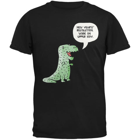 New Year's T-Rex Work on Upper Body Black Adult T-Shirt
