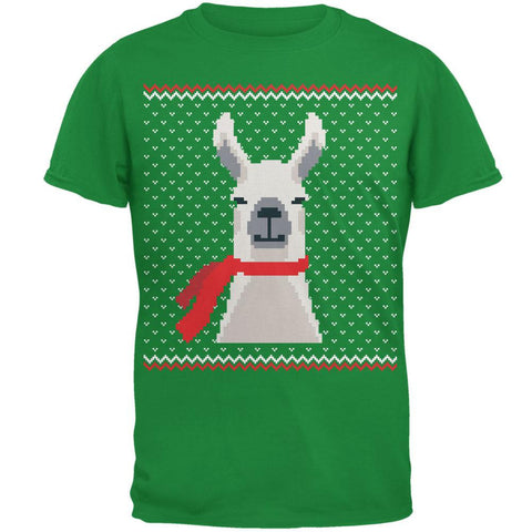 Ugly Christmas Sweater Big Llama Irish Green Adult T-Shirt