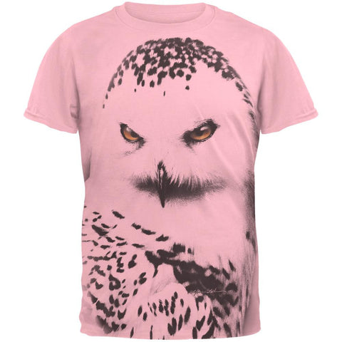 Snowy Owl Ghost All Over Pink Adult T-Shirt