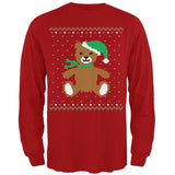 Ugly Christmas Sweater Big Teddy Bear Red Adult Long Sleeve T-Shirt