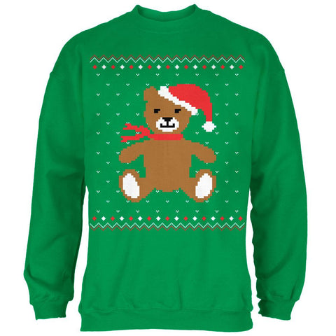 Ugly Christmas Sweater Big Teddy Bear Irish Green Adult Sweatshirt