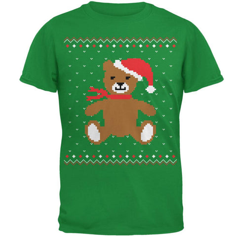 Ugly Christmas Sweater Big Teddy Bear Irish Green Adult T-Shirt