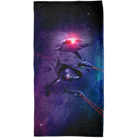Laser Sharks In Space All Over Beach Towel