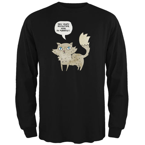 New Year's I'm Purrrrfect Black Adult Long Sleeve T-Shirt
